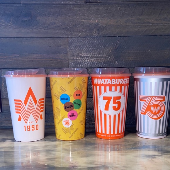 Whataburger plastic reusable Commemorative Cups Set new never used - Picture 1 of 4